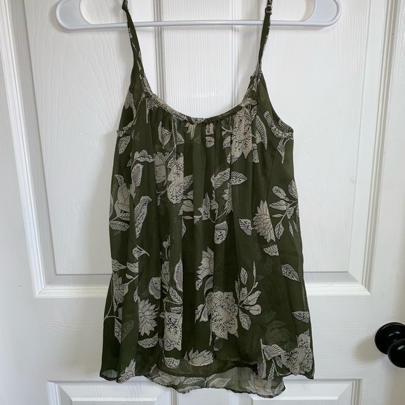 a.n.a a new approach ladies small speghetti strap blouse olive green floral - Picture 7 of 9